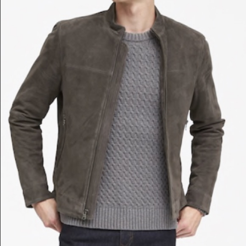 Banana Republic Grey Suede Motorcycle Jacket NWT M
